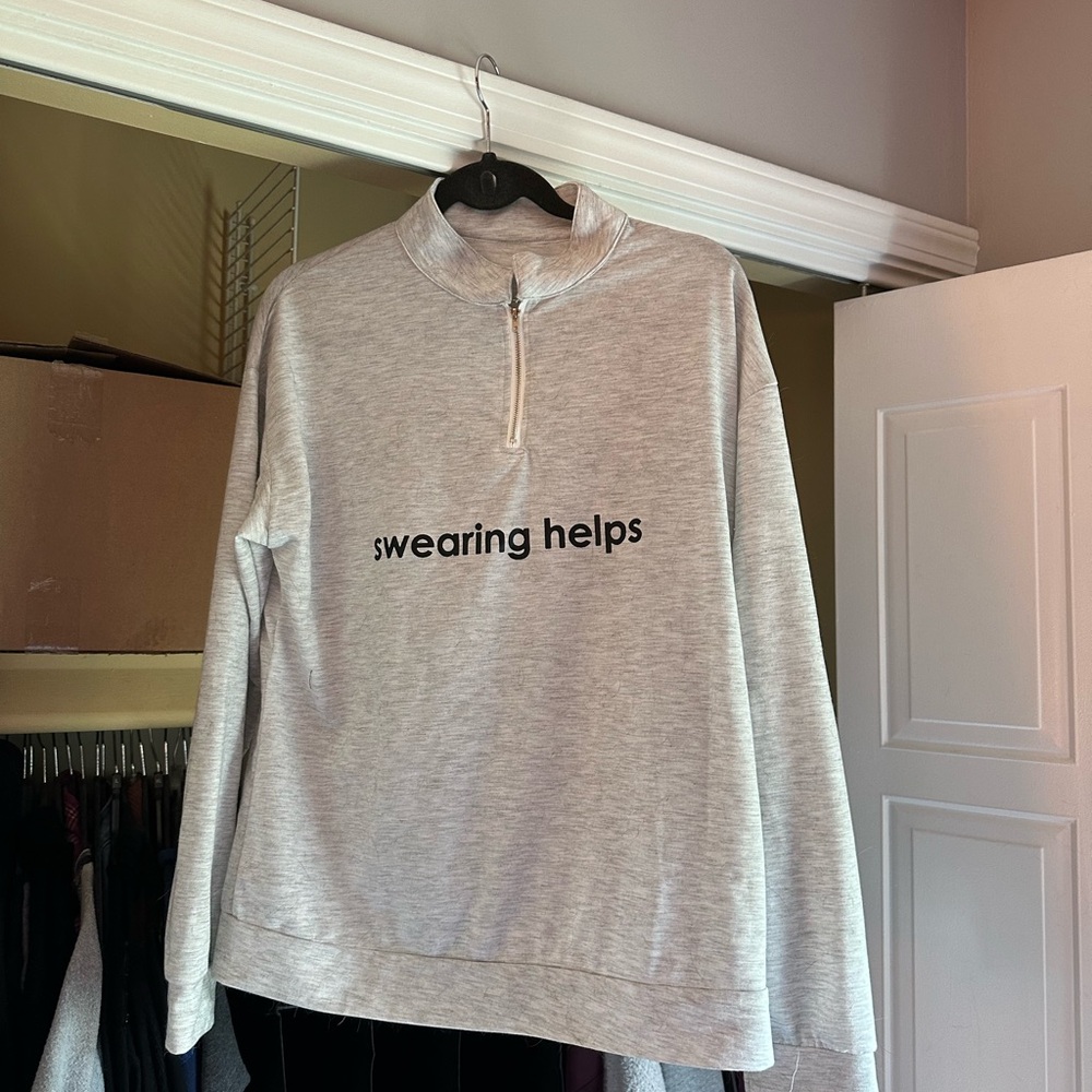Swearing Helps light weight Zip Up NWOT